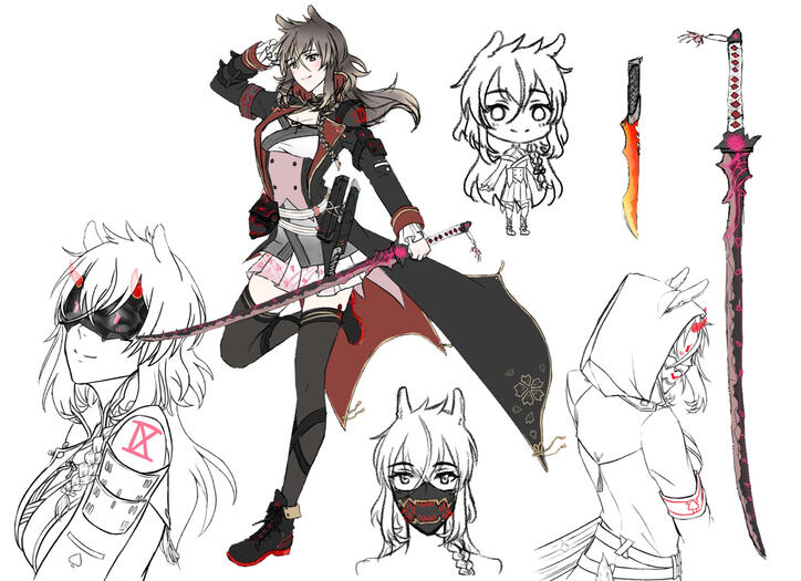 Colored Fullbody, Halfbody, Headshot, Chibi + weapons