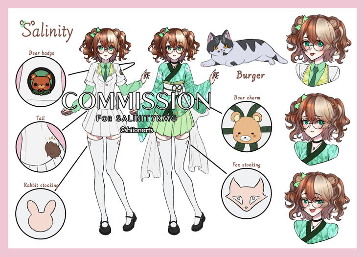 Character Sheet: Colored Fullbody x2, Expressions x3 + Details